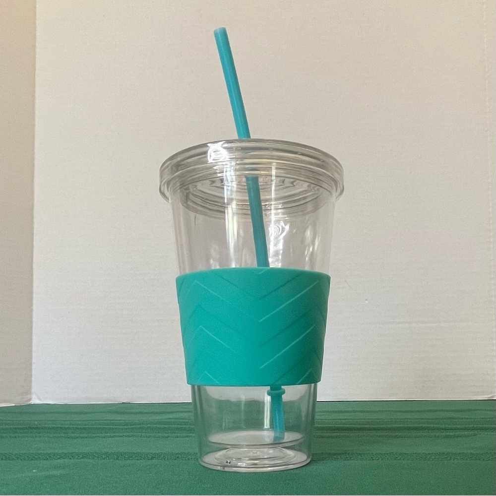 16 Oz Tumbler with Screw On Lid, Straw, and Hand Grip